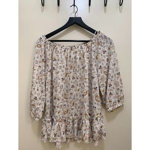 Melloday, White/Cream/Purple/Pink Women's Blouse, Large, NWT